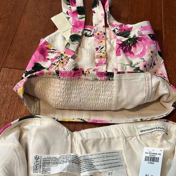 Abercrombie & Fitch Pink Floral Skirt Set linen blend